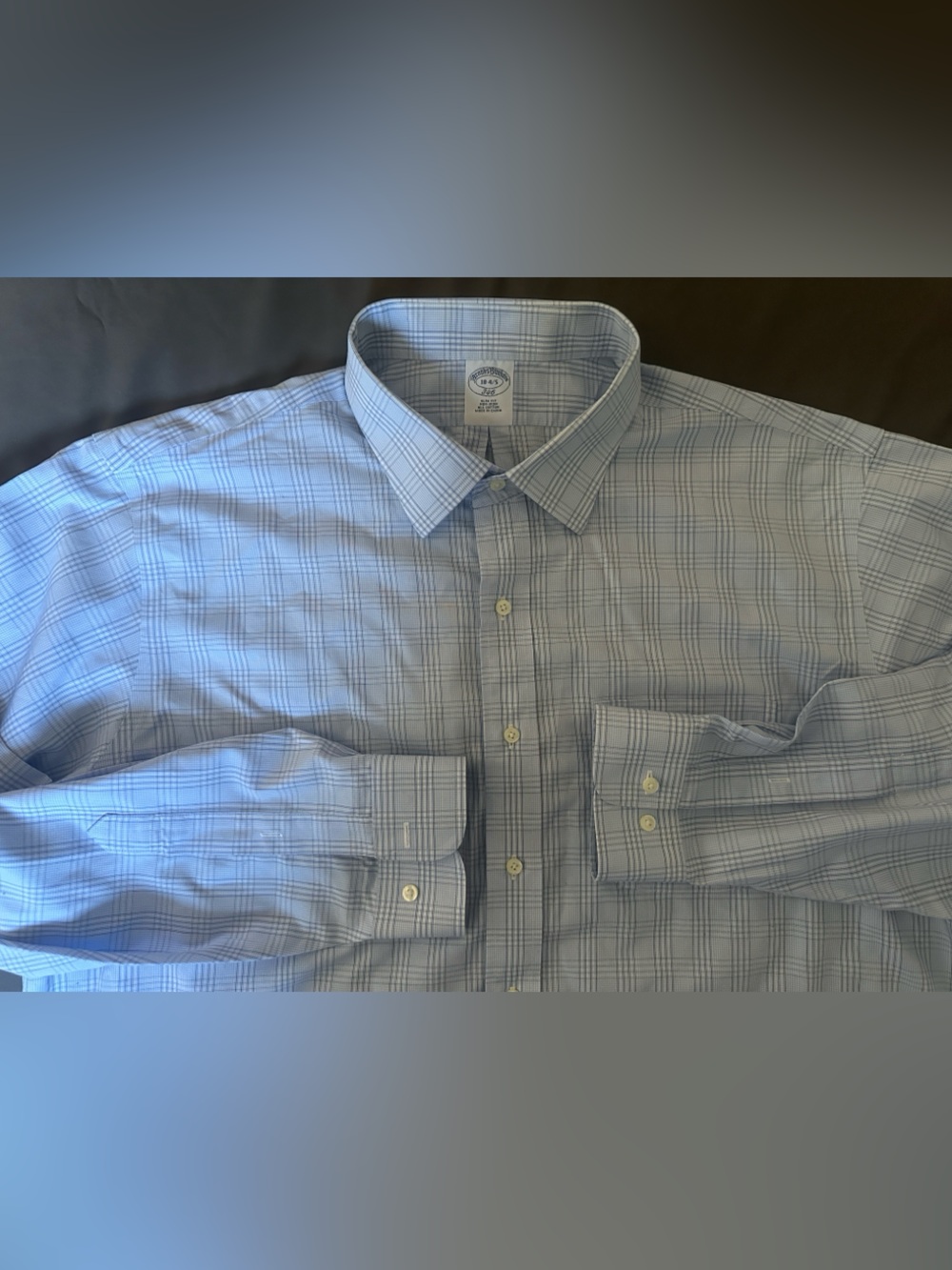 Brooks Brothers 346 Slim Fit Multicolor Light Blue Men’s Shirt Dress Size 18-4/5